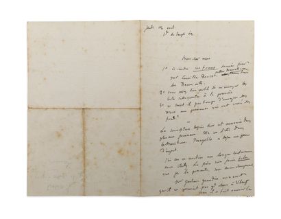 Gustave FLAUBERT (1821-1880) Lettre autographe signée à [Louis Bouilhet], "Jeudi...