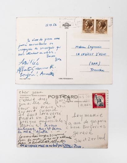 Alberto GIACOMETTI (1901-1966) & Divers Carte postale autographe du 31 juillet 1962...