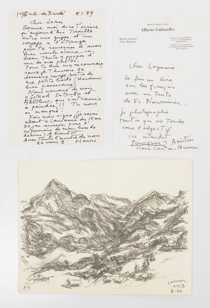 Henri Cartier-Bresson (1908-2004) 2 lettres autographes signées, à Jean Leymarie,...