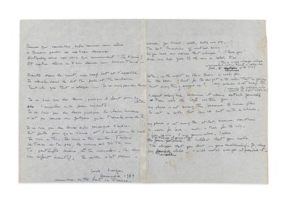 Louis ARAGON (1897-1982) Autograph poem signed, entitled "Crossword Time". Without...