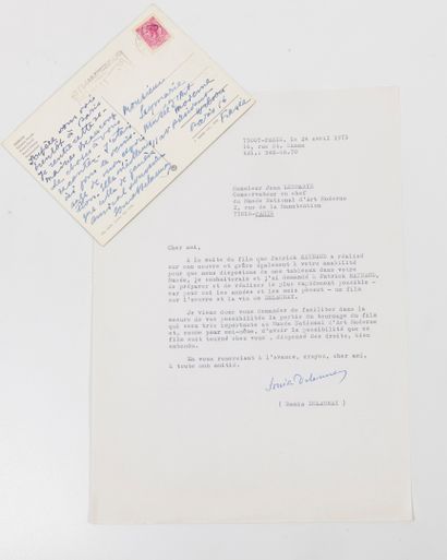 Sonia DELAUNAY-TERK (1885-1979) Lettre tapuscrite avec signature autographe, à Jean...