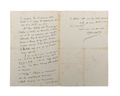 Gustave FLAUBERT (1821-1880) Lettre autographe signée à [Louis Bouilhet], "Jeudi...