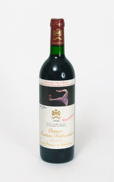 Château Mouton Rothschild 1 bouteille, 1990.

Niveau bas goulot.

Petites taches...