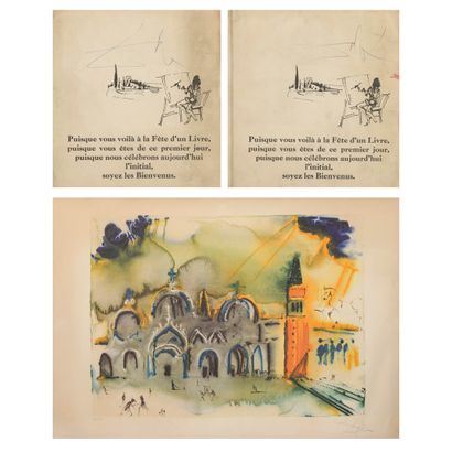 Salvador DALI (1904-1989) La Place Saint-Marc.

Lithographie en couleurs sur papier.

Signé...