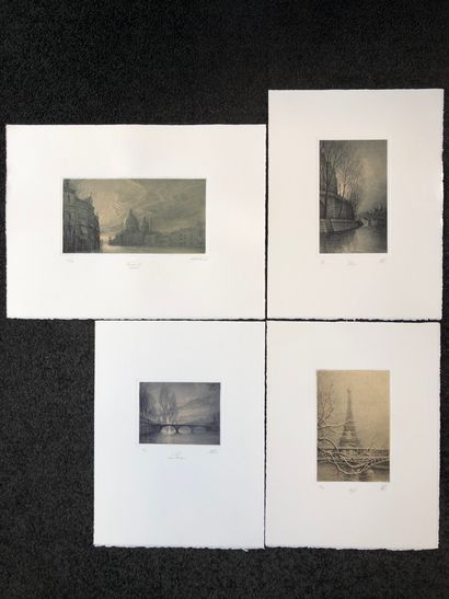 Jean-Michel MATHIEUX-MARIE (1947) Set of eight etchings on paper.

- Bir Hakeim,...