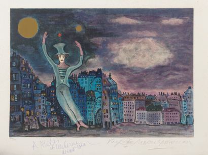 Marcel MARCEAU (1923-2007) Le clown.

Lithographie en couleurs sur papier.

Signé...