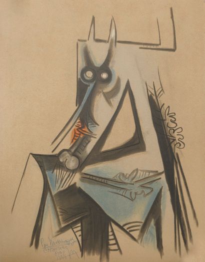 Wifredo LAM (1902-1982) Les vaches sont maigres en Haïti, plate from the suite illustrating...