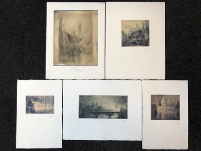 Jean-Michel MATHIEUX-MARIE (1947) Lot of eight etchings on paper.

- Venice, 1998.

Signed,...