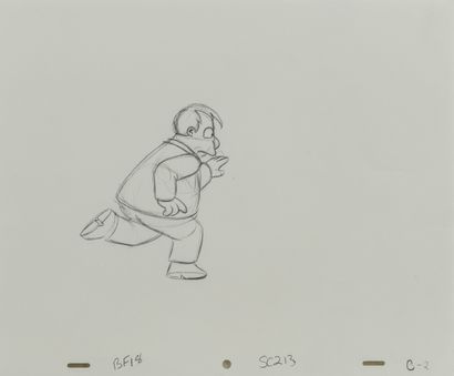 Studio Matt GROENING Joe Quimby. The Simpsons. 
Graphite on perforated paper. 
Annotations...