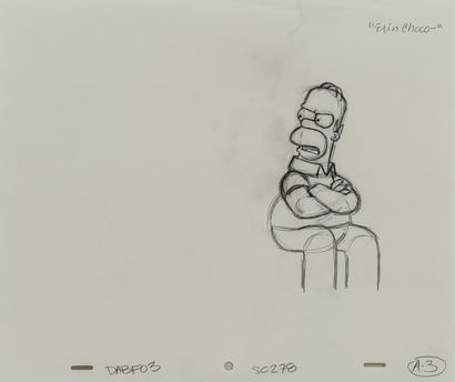 Studio Matt GROENING "Erin Choco." Homer. The Simpsons. 
Graphite on perforated paper....