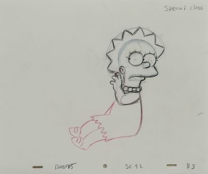 Studio Matt GROENING Lisa. The Simpsons. 
Graphite and coloured pencil on perforated...