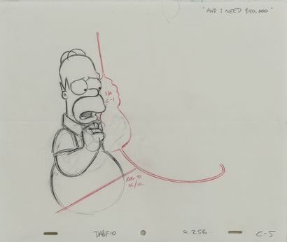 Studio Matt GROENING "And I need $50,000. Homer. The Simpsons.

Graphite and coloured...