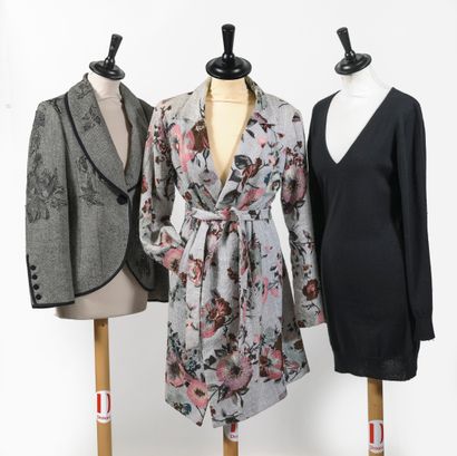 RENATO NUCCI Lot including: 

- Long jacket or summer coat in cotton blend tweed...