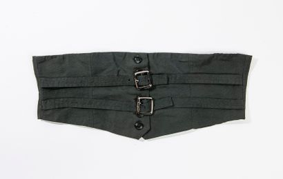 PINKO Large ceinture façon corset en toile noire, fermée par six boutons et deux...