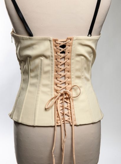 DOLCE & GABBANA Bustier façon corset en mélange de coton et élasthane (2%) beige,...