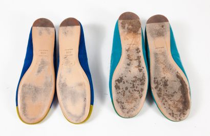 PRADA Lot including two pairs of ballerinas with round toe decorated with a small...