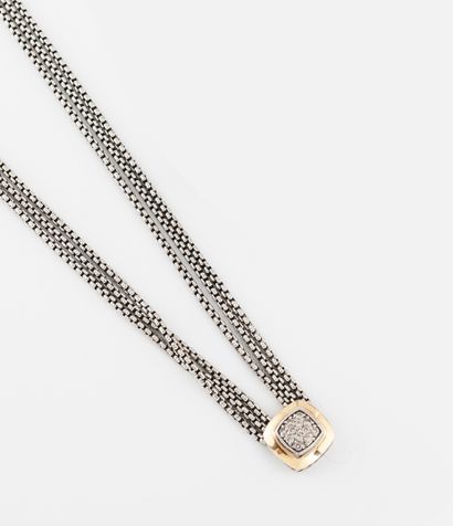 DAVID YURMAN Silver (925) and yellow gold (750) necklace with three rows of Venetian...