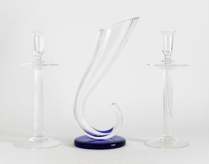 IVV, Made in Italy Paire de flambeaux. 

En verre soufflé.

H. : 30 cm. 

ON JOINT...