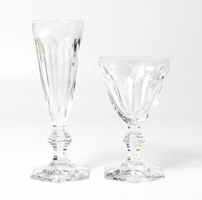 BACCARAT Suite of six wine glasses and five champagne flutes Harcourt model.

In...