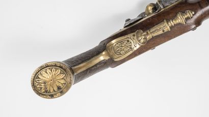 FRANCE, fin du XVIIIème ou début du XIXème siècle. Flintlock pistol of officer of...