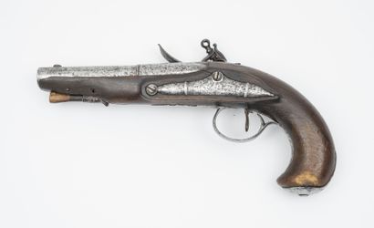 FRANCE, début du XIXème siècle Pistolet d'officier à silex.

Platine et chien à col...