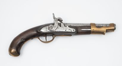 FRANCE, début du XIXème siècle (modifié) Pistolet de cavalerie à silex modifié à...