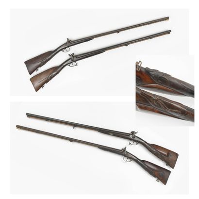 null Two two-shot capsule percussion shotguns.

Smooth barrels in table. Calibers...