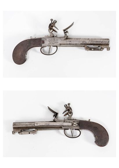 FRANCE (?), début du XIXème siècle Flintlock belt-fed single-shot pistol.

Steel...