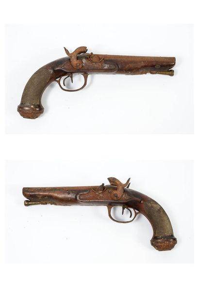 FRANCE, seconde moitié du XVIIIème siècle (modifié) Pistolet de vénerie à silex modifié...