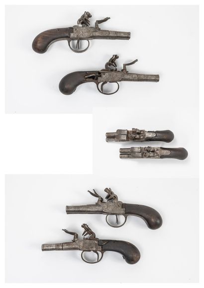 FRANCE ou BELGIQUE, fin du XVIIIème ou début du XIXème siècle Pair of flintlock pistols...