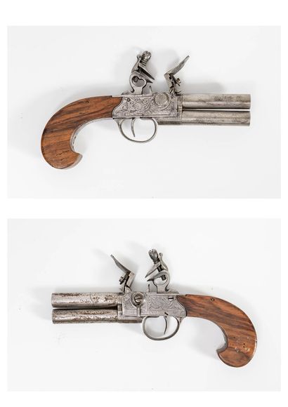 FRANCE ou BELGIQUE, fin du XVIIIème ou début du XIXème siècle Steel flintlock pistol...