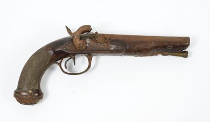FRANCE, seconde moitié du XVIIIème siècle (modifié) Pistolet de vénerie à silex modifié...