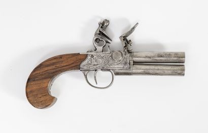 FRANCE ou BELGIQUE, fin du XVIIIème ou début du XIXème siècle Steel flintlock pistol...