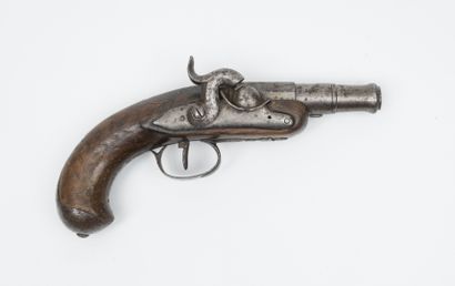 FRANCE, fin du XVIIIème ou début du XIXème siècles (modifié) Flintlock travel pistol,...