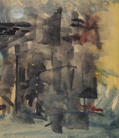 Youla CHAPOVAL (1919-1951) Sans titre.

Encre et aquarelle sur papier.

Signé en...