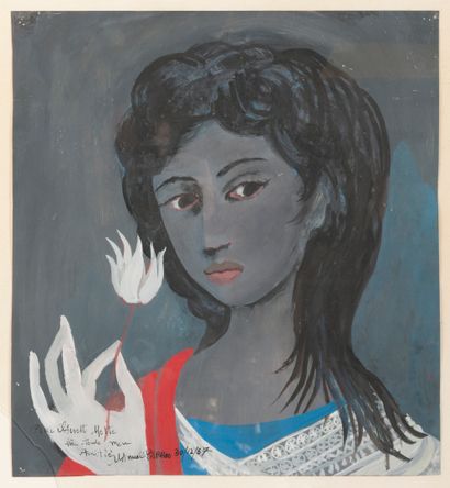 Manuel PARRES (1925) Claire à la fleur, 1957.

Gouache sur papier.

Signée et dédicacée...
