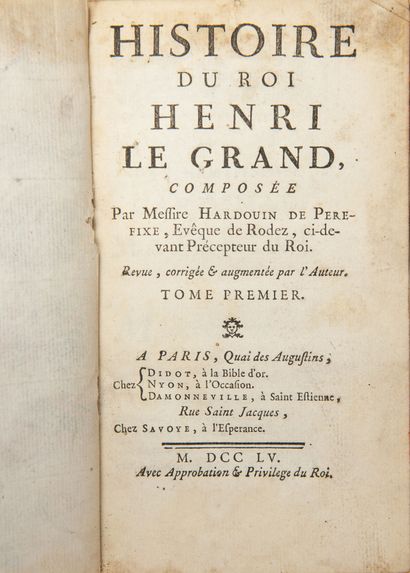 - HARDOUIN DE PEREFIXE. Histoire du roi Henri...