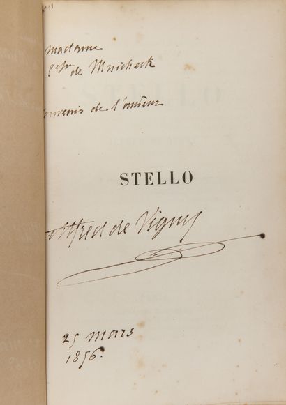 VIGNY (A. de). Stello.

Paris, Lib. Nouvelle, 1856, in-8, 2 ff. - 358 pp., plein...