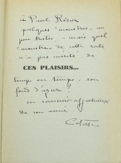 COLETTE Ces plaisirs... 

J.Ferenezi & Fils Editeurs, Paris. 1932. 

Un volume in-8...
