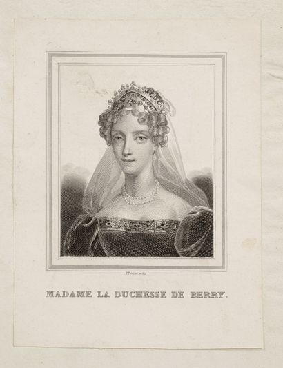 null Set of three engravings on paper representing Marie Caroline Ferdinande Louise...