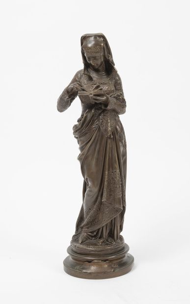 D'après Albert-Ernest CARRIER-BELLEUSE (1824-1887) La Liseuse. 

Epreuve en bronze...