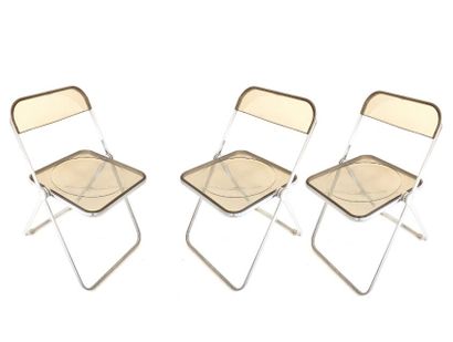 Gian Carlo PIRETTI (1940) Suite de huit chaises pliantes modèle plia.

En acier et...