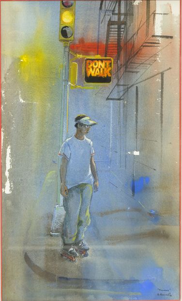 Daniel AUTHOUART (1943) Don't Walk,1998.

Aquarelle et gouache sur papier.

Signé...