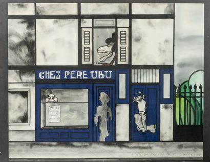 Jan LENICA (1928-2001) Chez Père UBU, 1980.

Watercolor, gouache and collage on paper.

Signed,...