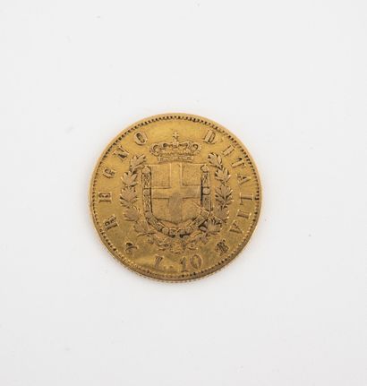 ITALIE Pièce de 10 lire, Victor Emmanuel II, 1863. 
Poids : 3.1 g. 
Usures.