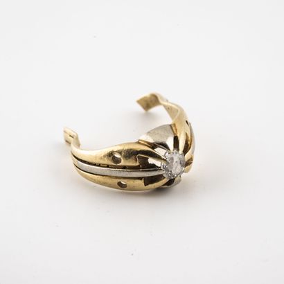 Yellow and white gold (750) ring set with...