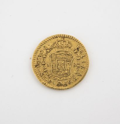 Espagne 1 escudo gold coin, Charles III, 1784. 

Weight : 3.3 g. 

Wear.