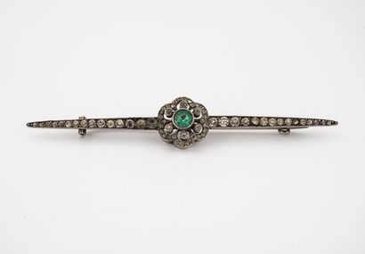  Silver (800) barrette brooch set with a...