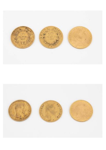 France 
Trois pièces de 10 francs or : 




- Napoléon III, 1858 Paris, 1853 Strasbourg....