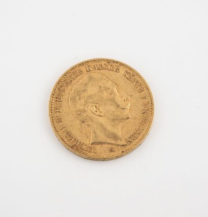 Allemagne 20 mark coin, Wilhelm II, 1906 Berlin. 

Weight : 7.8 g. 

Wear.